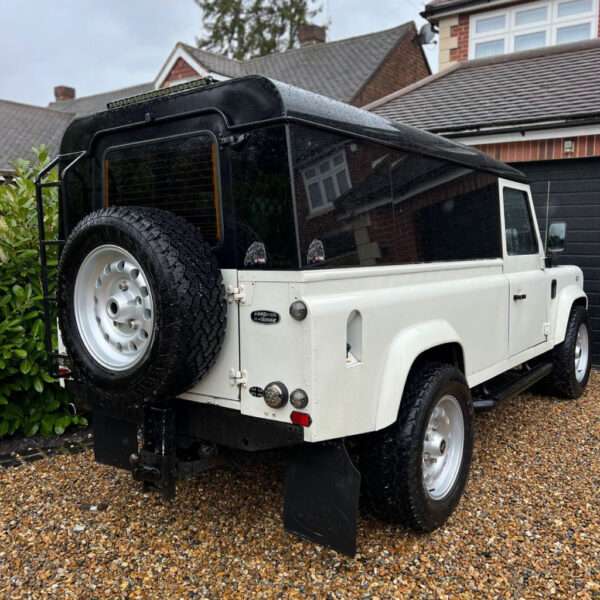 Classic Land Rover Defender. Renowned for its off-road prowess and enduring charm, this long-wheelbase 110 model is a standout choice. www.stonehouse7.com